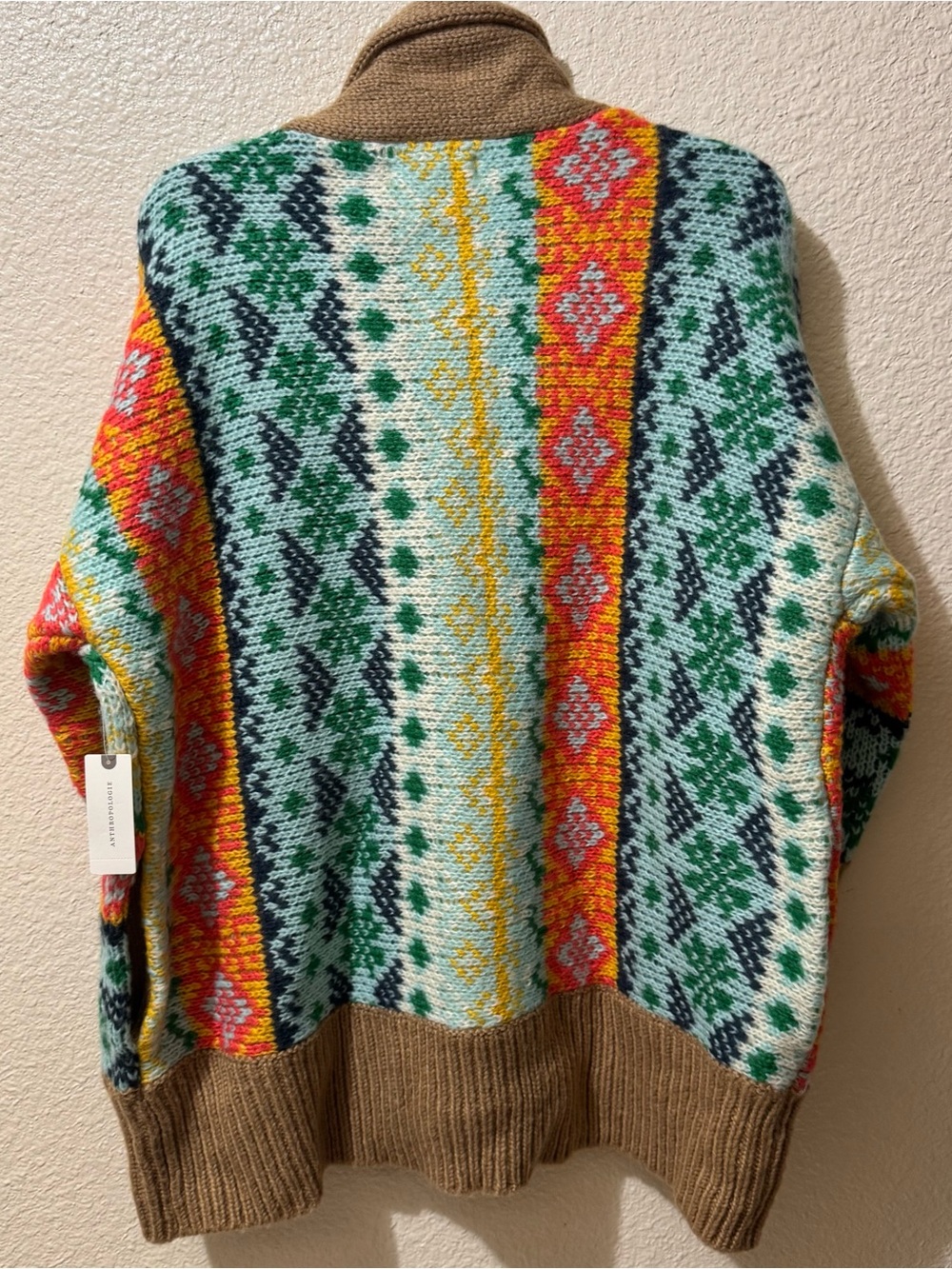 NWT Anthropologie Multicolor Fair Isle Shawl Collar Cardigan XS/S - Picture 3 of 8